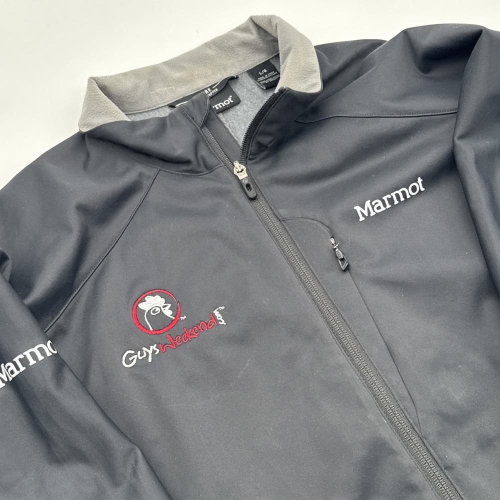 Marmot Gore Windstopper Zip Up Jacket Mens Large Guys Weekend Embroidered Black